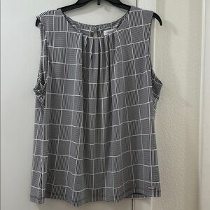 Calvin Klein Black and White Checkered Sleeveless Top
